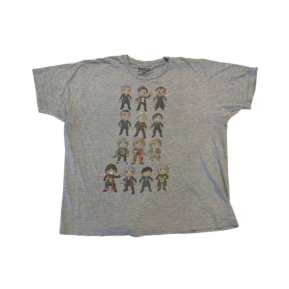 T-Shirt Men's 2XL size Doctor Who BBC 13 Doctors on Gray cartoon big head - Picture 1 of 6